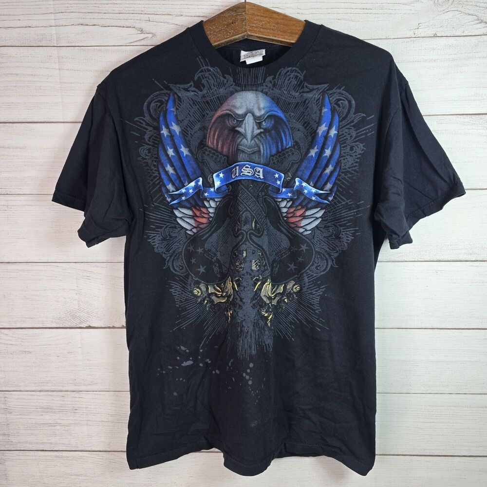 VINTAGE National Heritage Eagle Guitars Black Rock Grunge Tee Y2K Men's Size L
